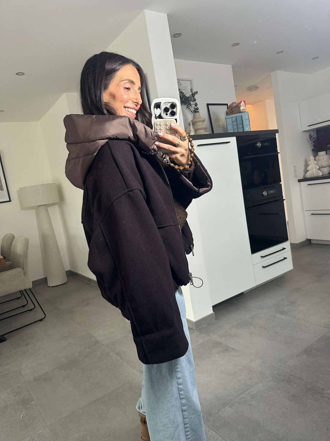 Jacke mit Kapuze Dunkelbraun