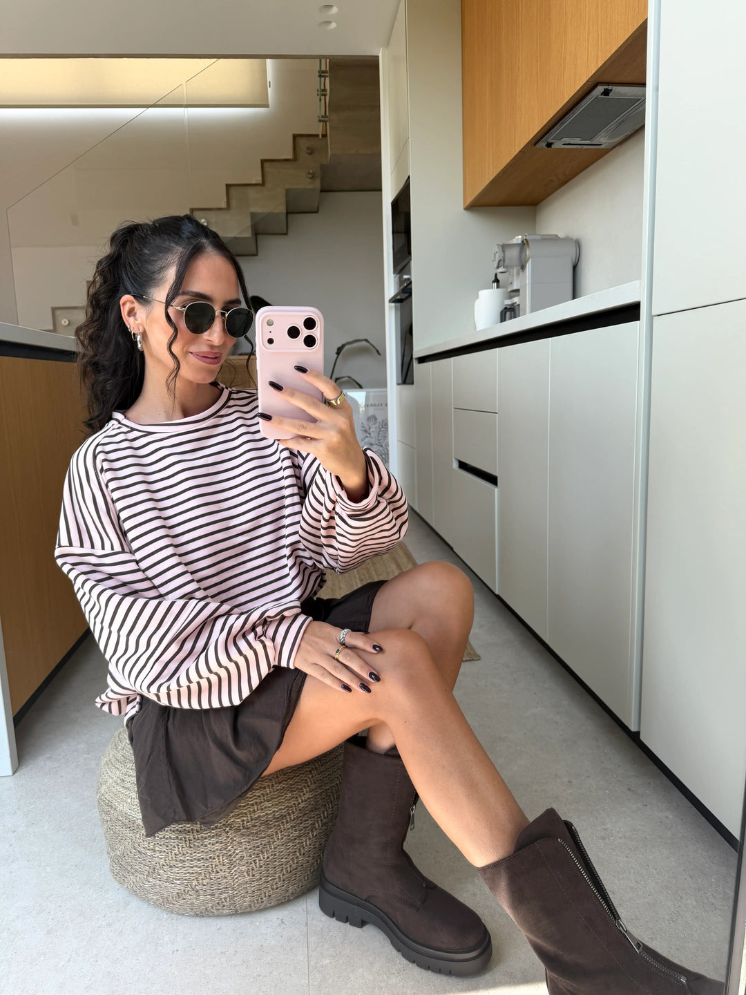 Roze gestreept sweatshirt voor dames | Lisa’s Boutique