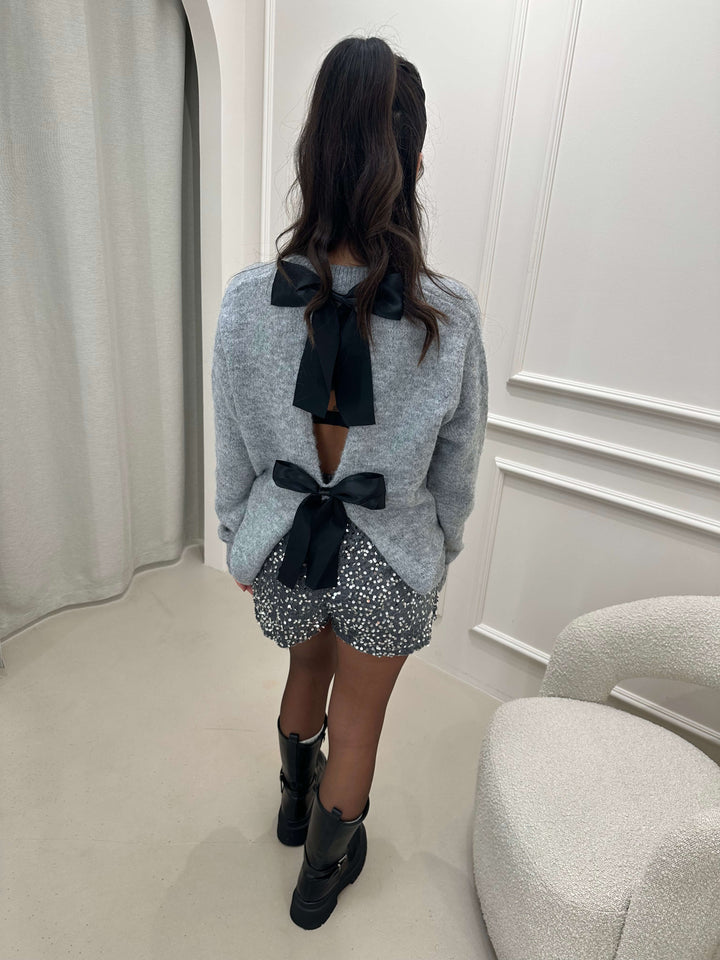 Pullover Schleifen Grau