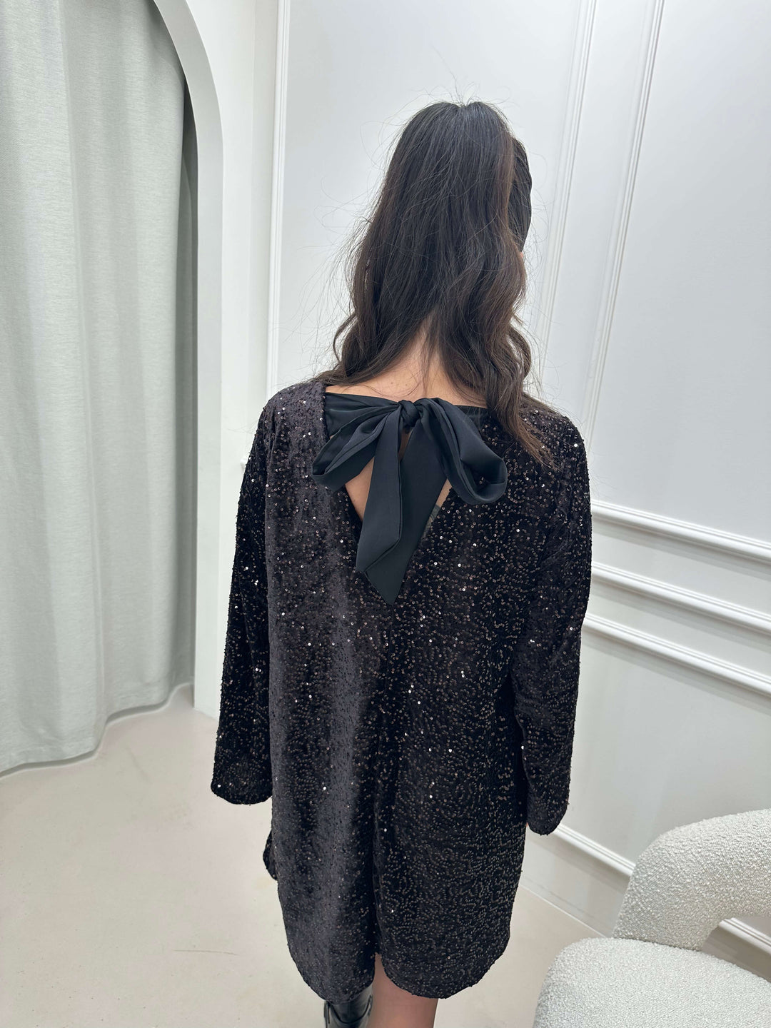 Kleid Pailletten Braun