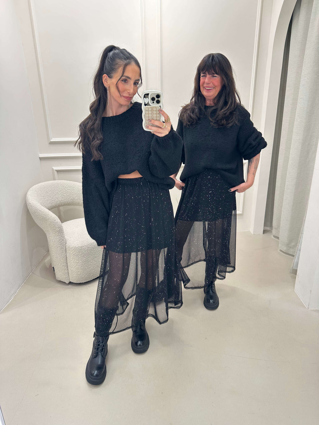 Glitzer-Mesh-Rock in Schwarz