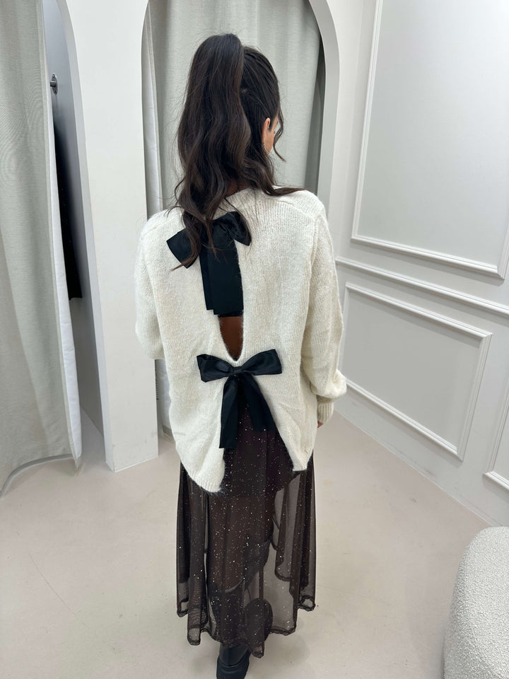 Pullover Schleifen Creme