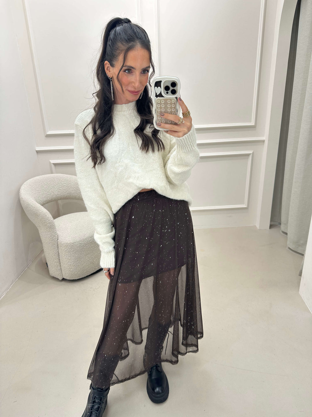 Pullover Schleifen Creme