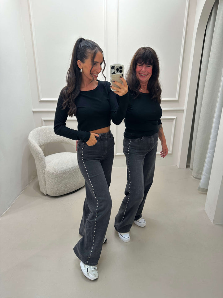 Wide Leg Jeans Grau