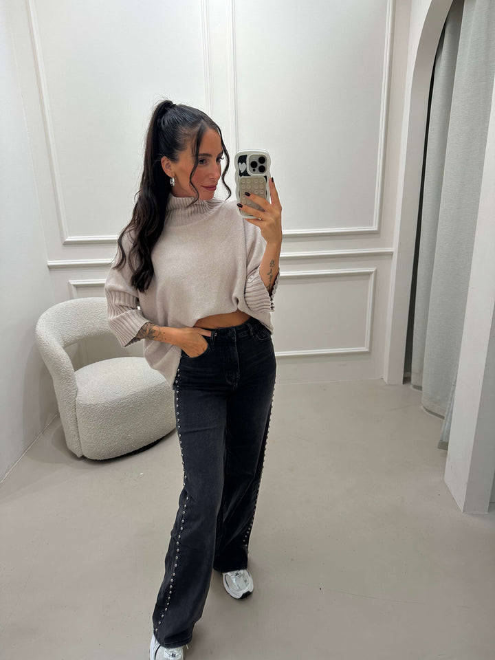 Wide Leg Jeans Grau