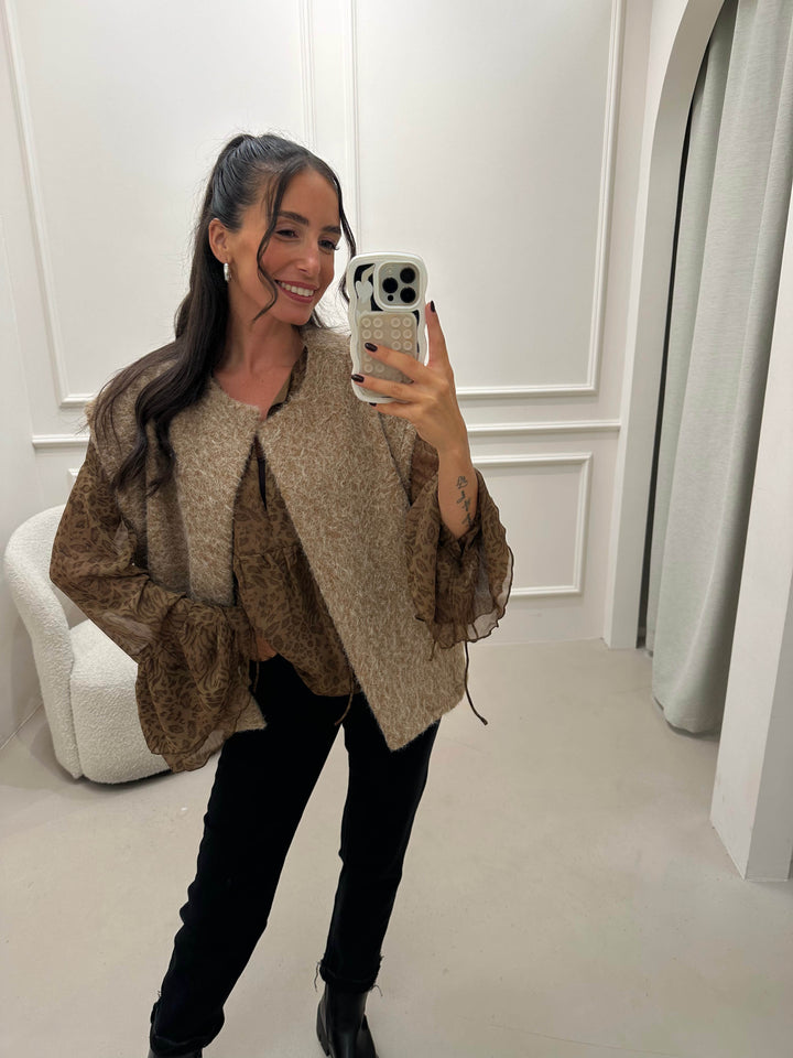 Flauschige Weste in Beige