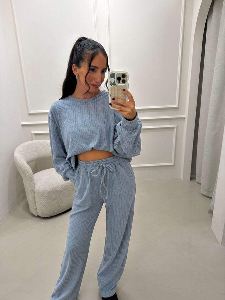 Gerippte Stoffhose – Bequeme Jerseyhose mit weitem Schnitt