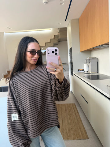 Sweatshirt gestreift – Taupe