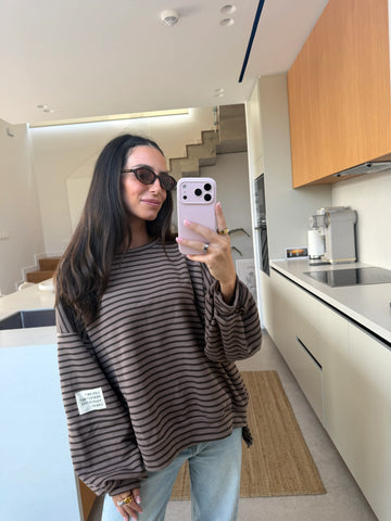 Sweatshirt gestreift – Braun