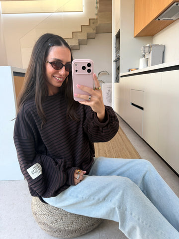 Sweatshirt gestreift – Braun