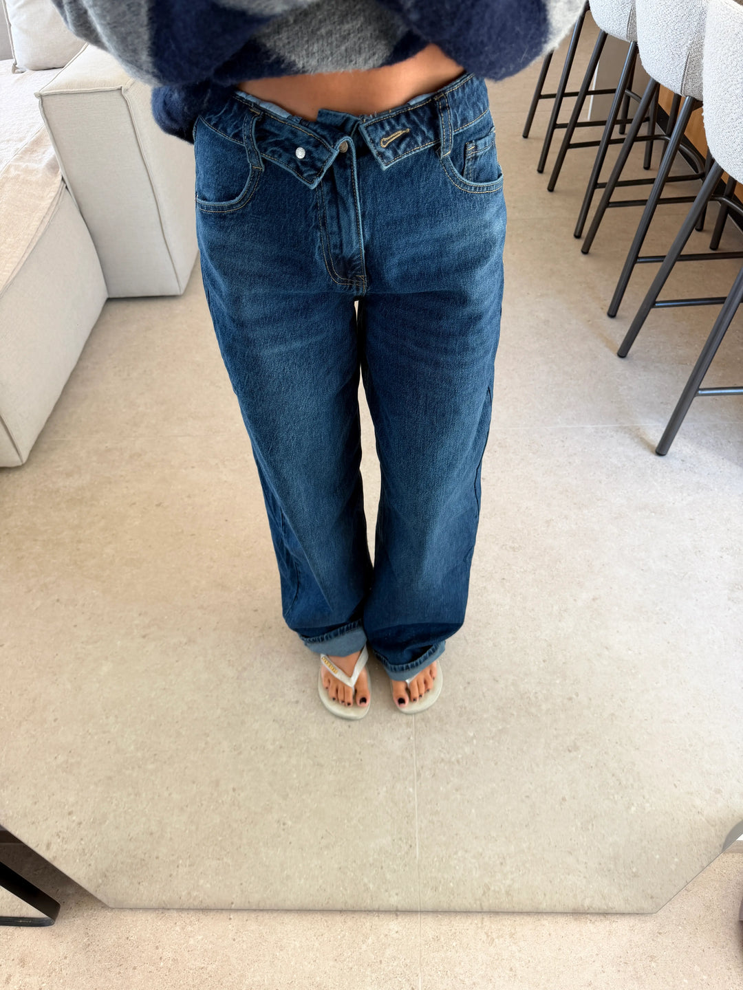 Balloon Straight Jeans – Blue