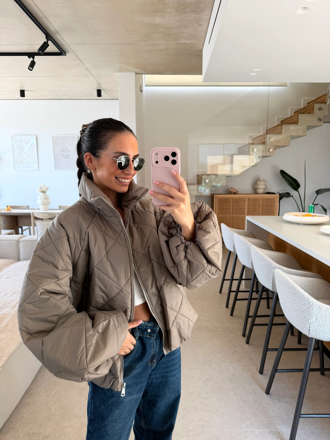 Puffer jacket – Taupe