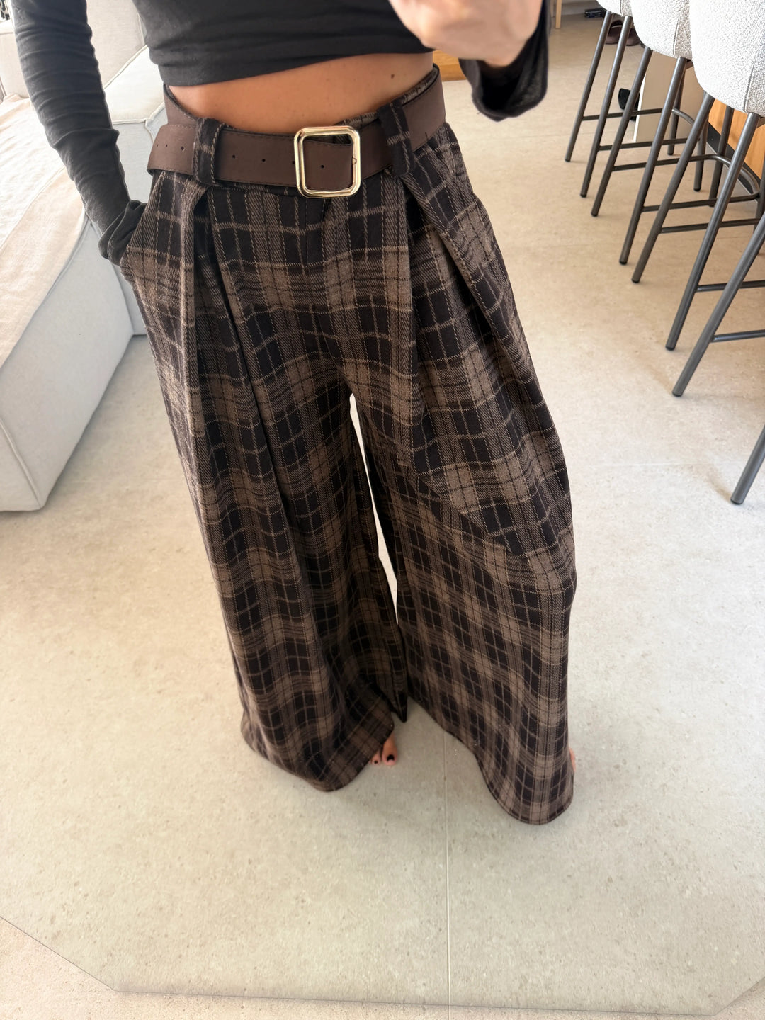 Checked Trousers – Brown, view 4 | Lisa’s Boutique