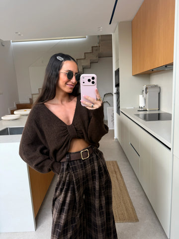 Bow Sweater – Brown, view 4 | Lisa’s Boutique