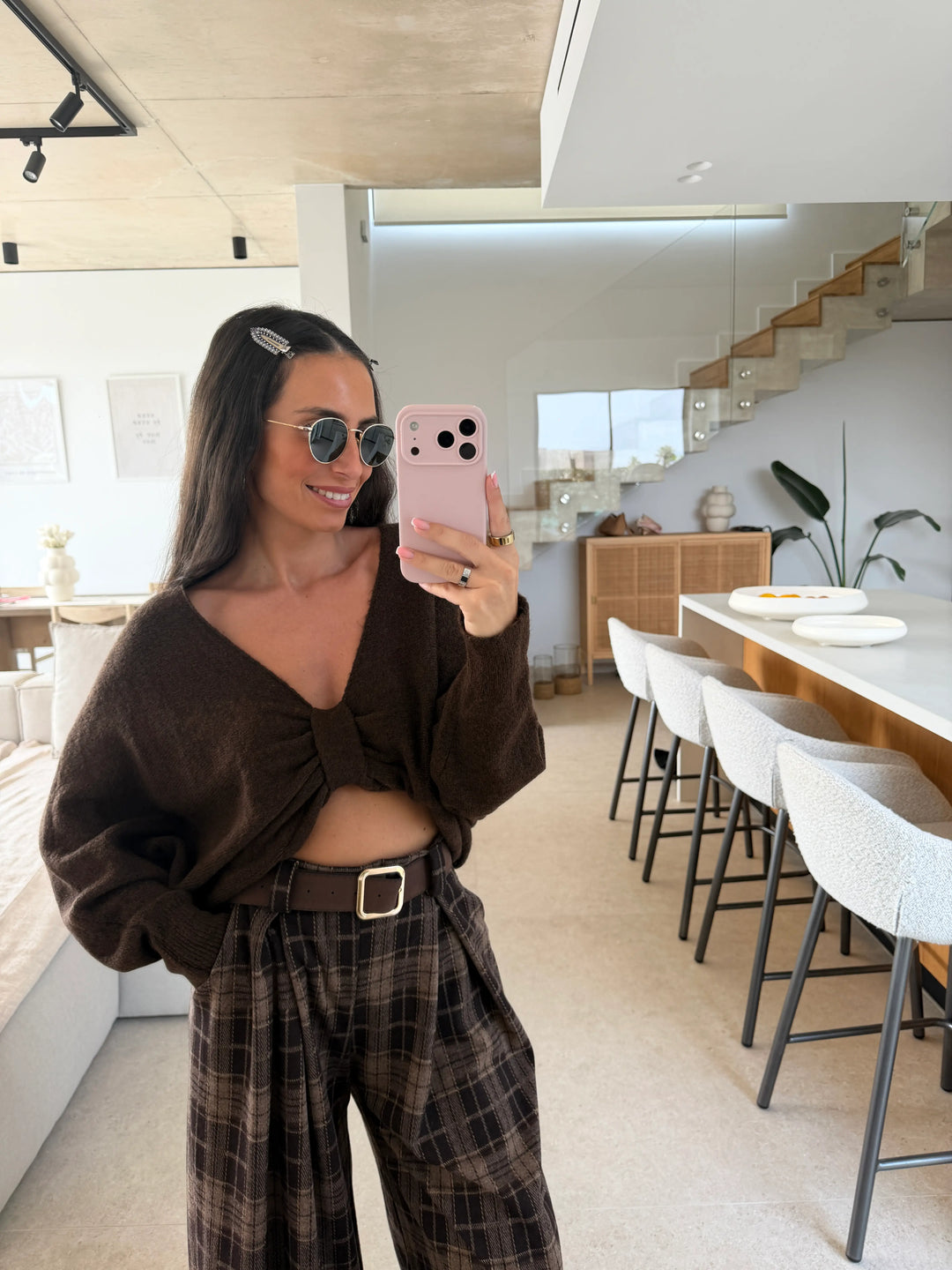 Bow Sweater – Brown, view 3 | Lisa’s Boutique