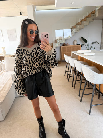 Faux Leather Shorts – Black, view 4 | Lisa’s Boutique