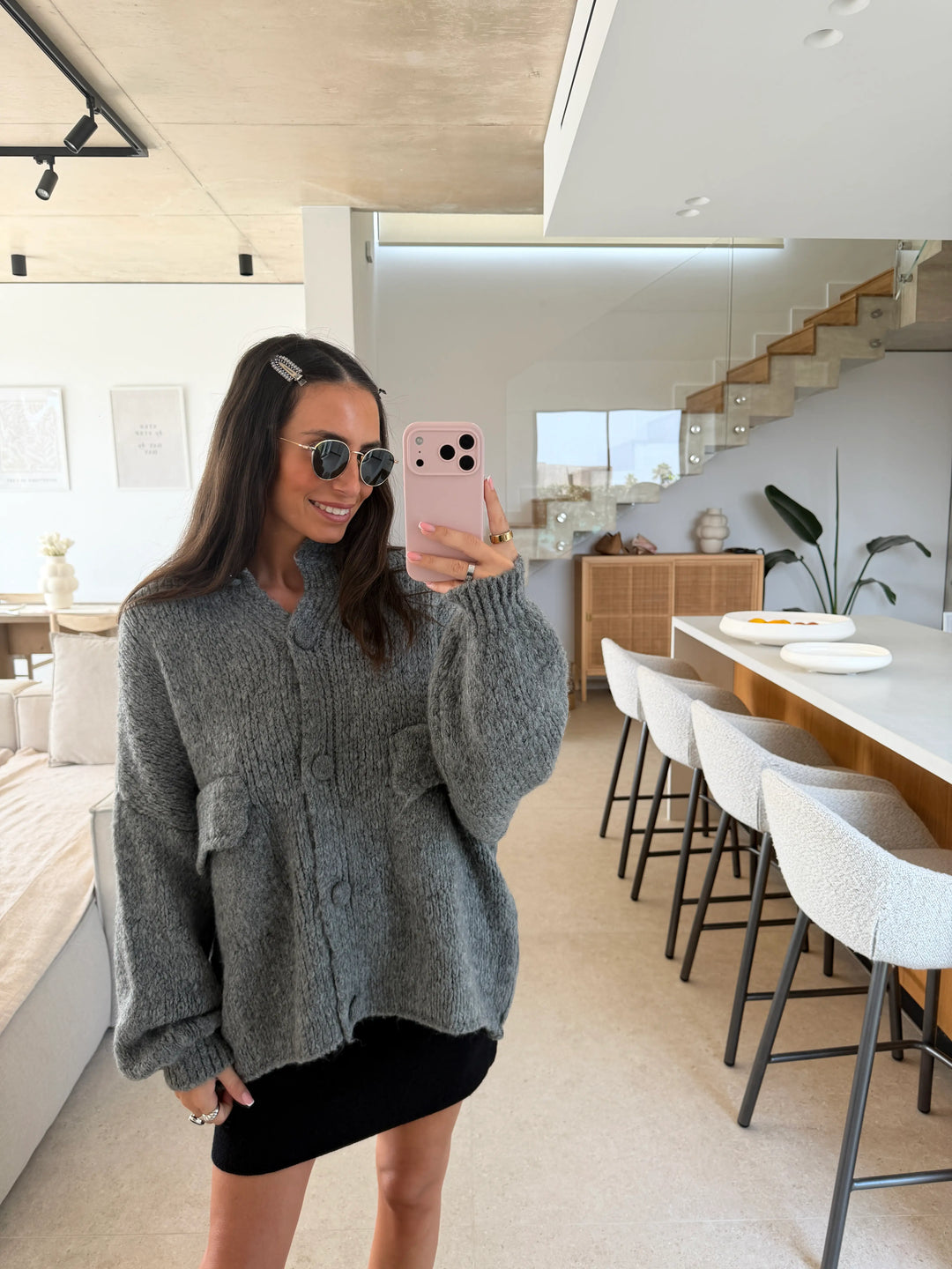 Cozy Cardigan – Grey, view 3 | Lisa’s Boutique