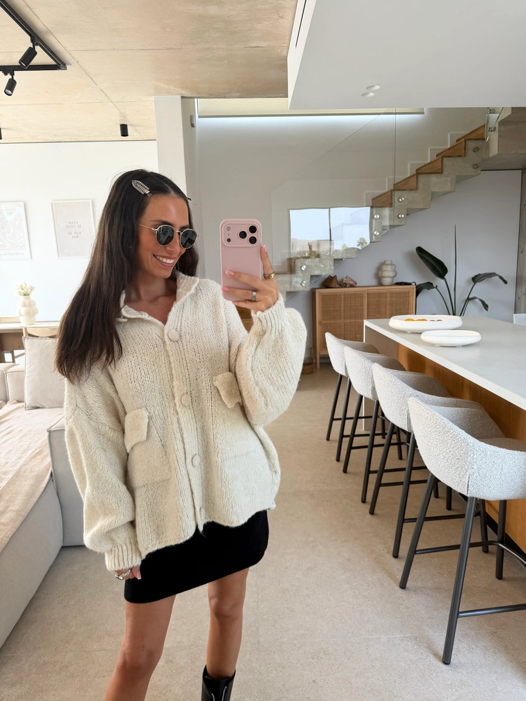 Cozy Cardigan – Cream, view 3 | Lisa’s Boutique