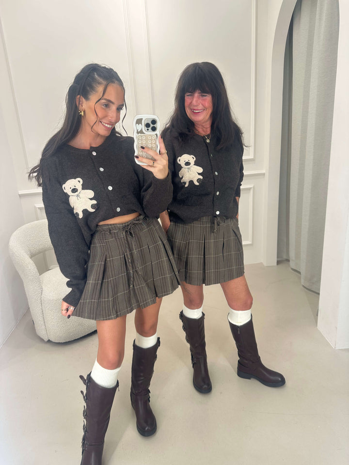 Cardigan mit Teddy– Braun