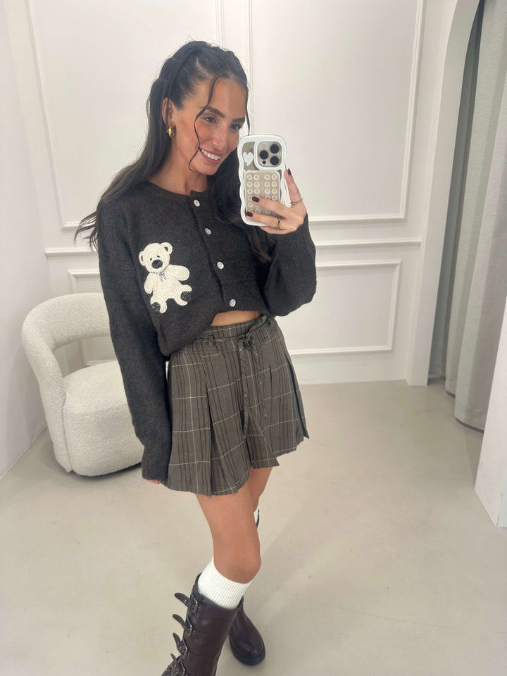 Cardigan mit Teddy– Braun