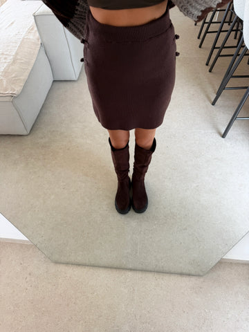 Mini Knitted Skirt – Brown