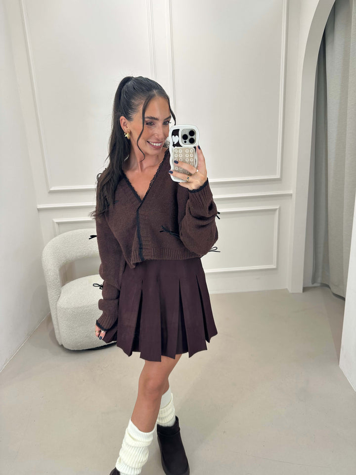 Cardigan Braun mit Schleifen