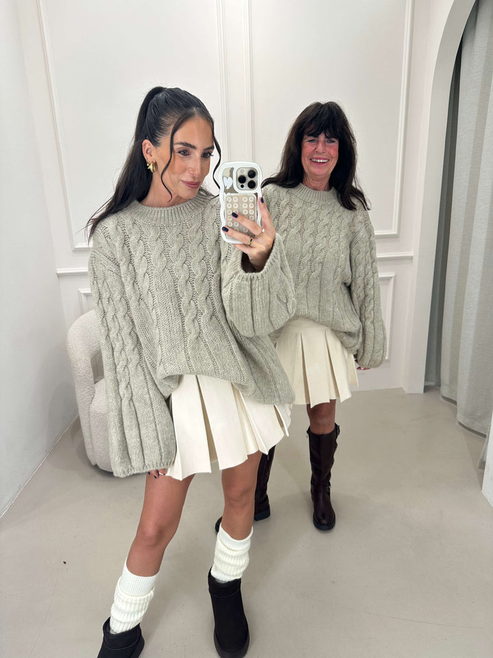 Zopfmuster Pullover Beige