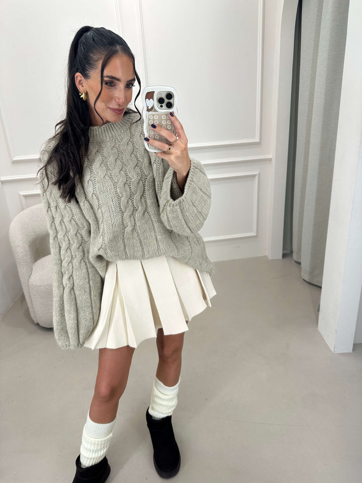 Zopfmuster Pullover Beige