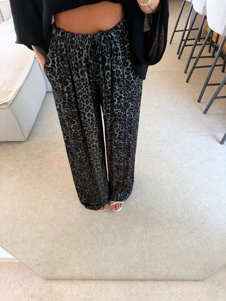 Leoprint Jersey Stoffhose – Anthrazit