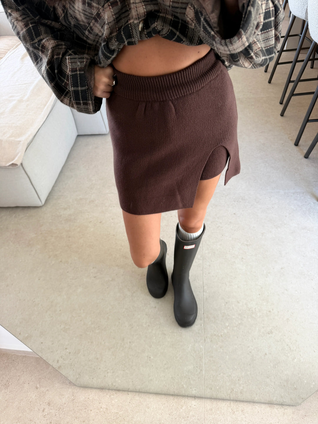 Knitted Skort – Brown