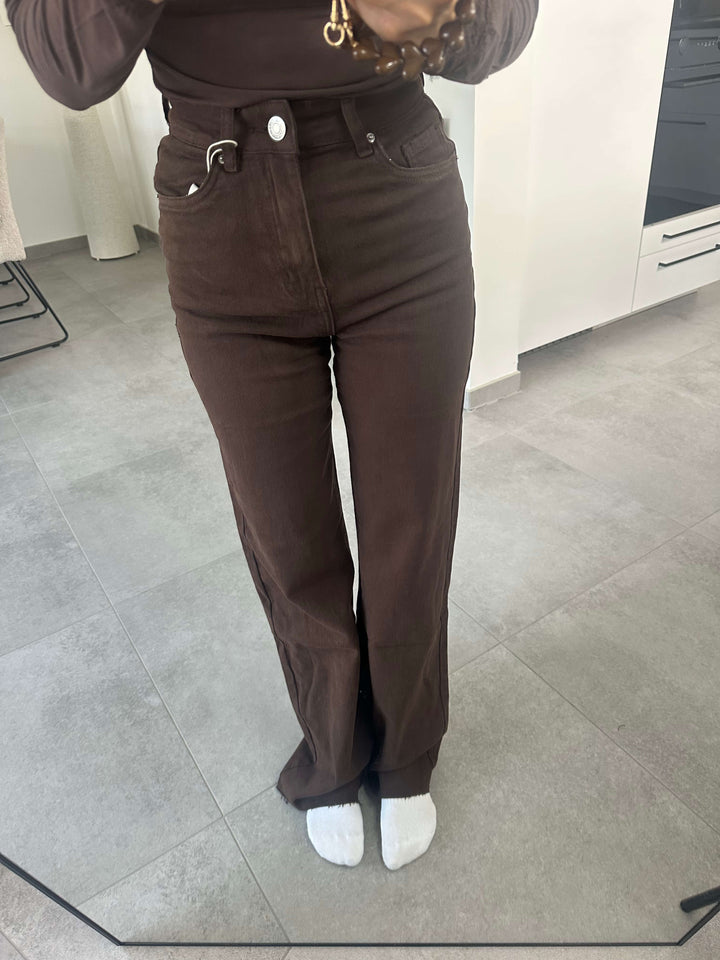Wide Leg Jeans Braun