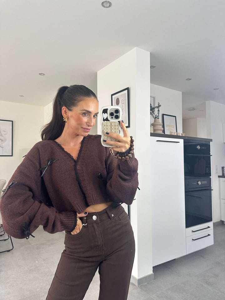 Cardigan Braun mit Schleifen
