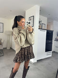 Fluffy oversized knitted sweater in beige