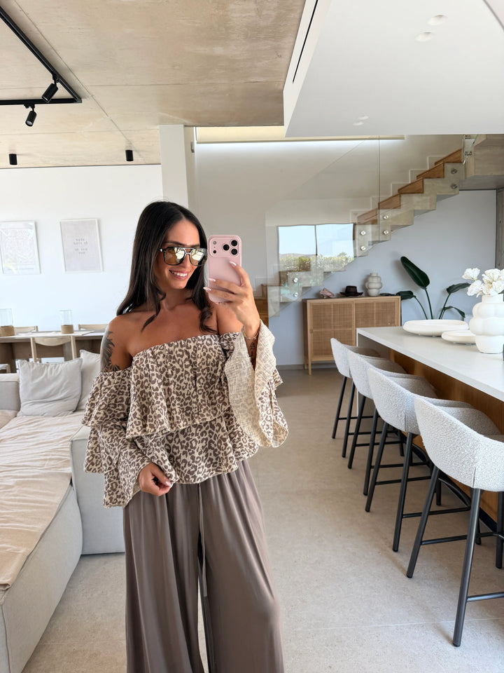Strapless Muslin Blouse – Leo Beige