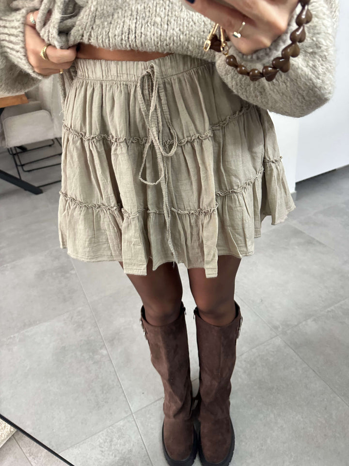 Hosenrock im Volant-Look – Taupe