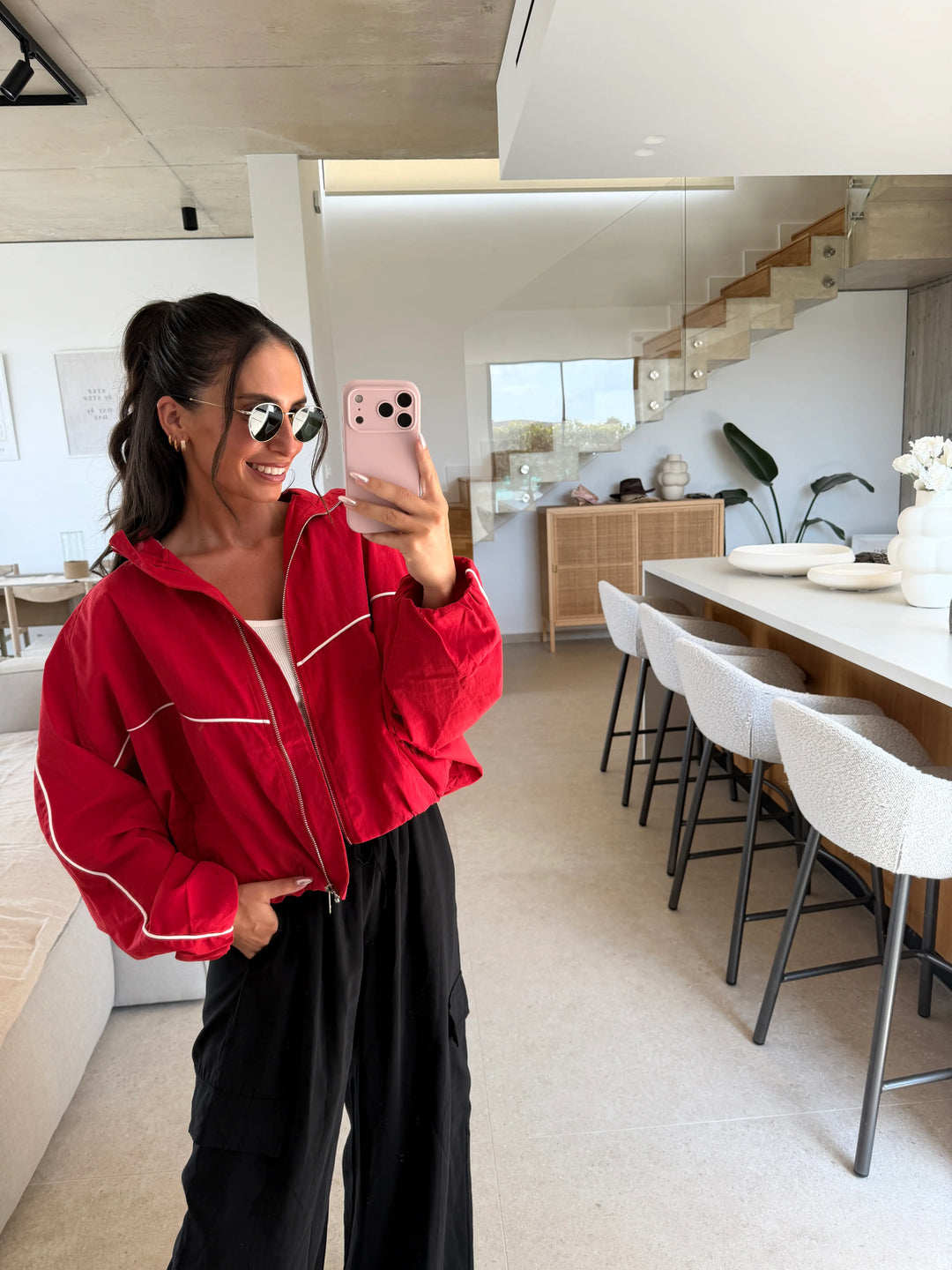 Oversized Blouson Jacke – Rot