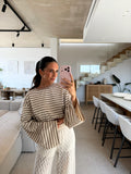 Gestreiftes Longsleeve – Beige