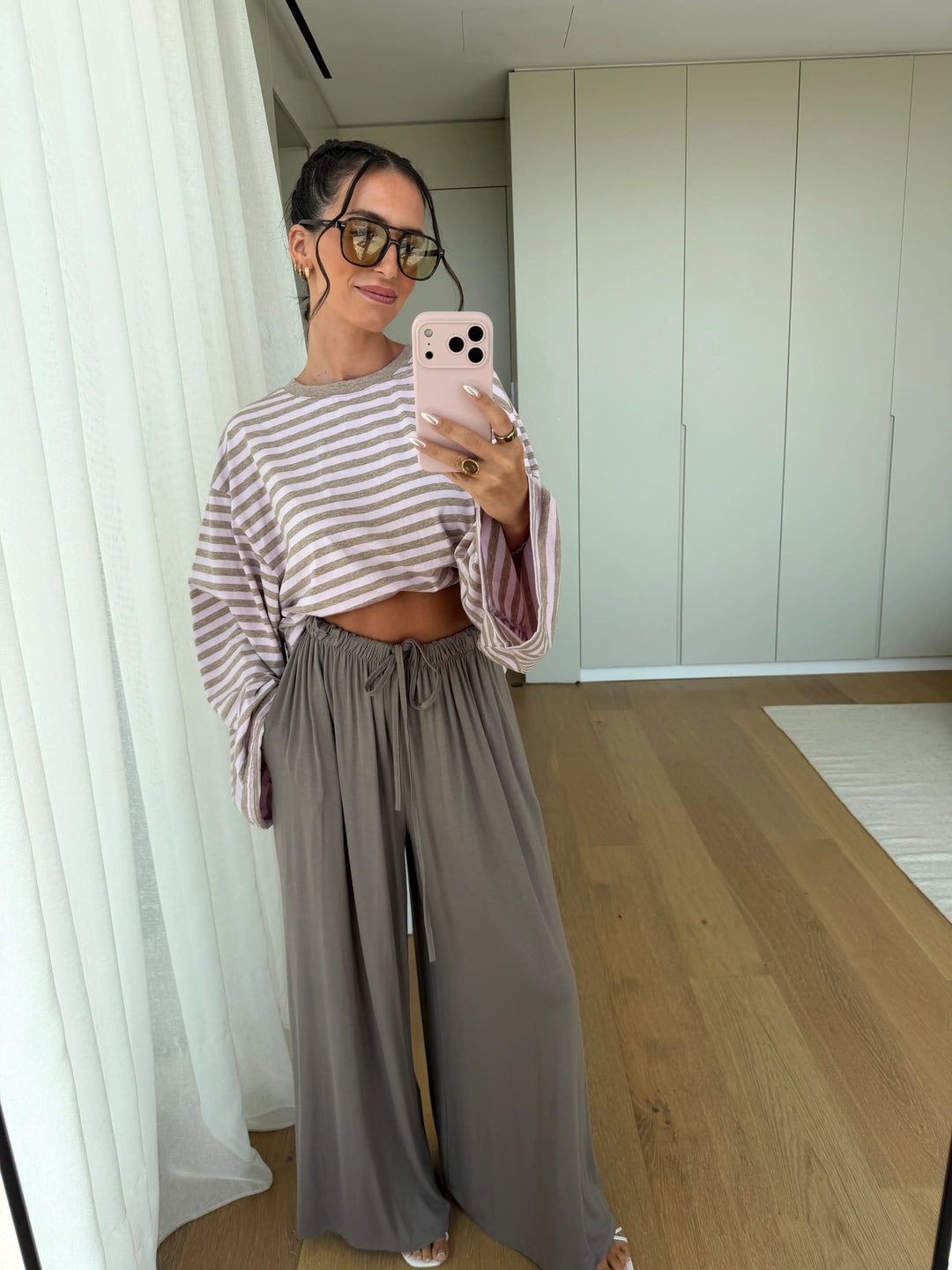 Striped Long Sleeve Top – Rose
