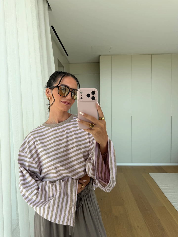 Striped Long Sleeve Top – Rose
