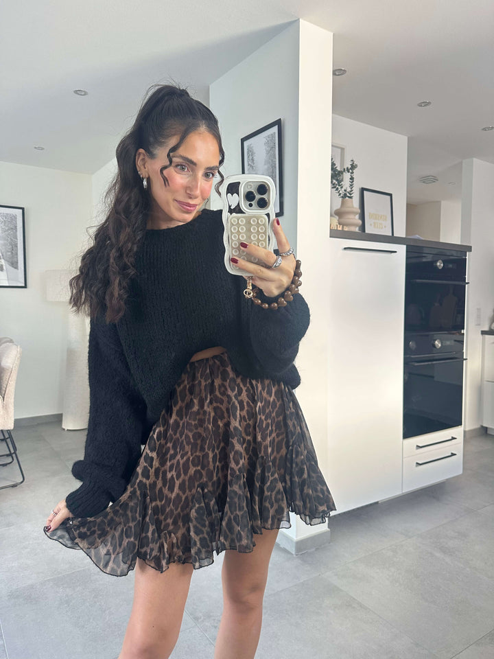 Rock „Leo-Print“ – Braun dunkel