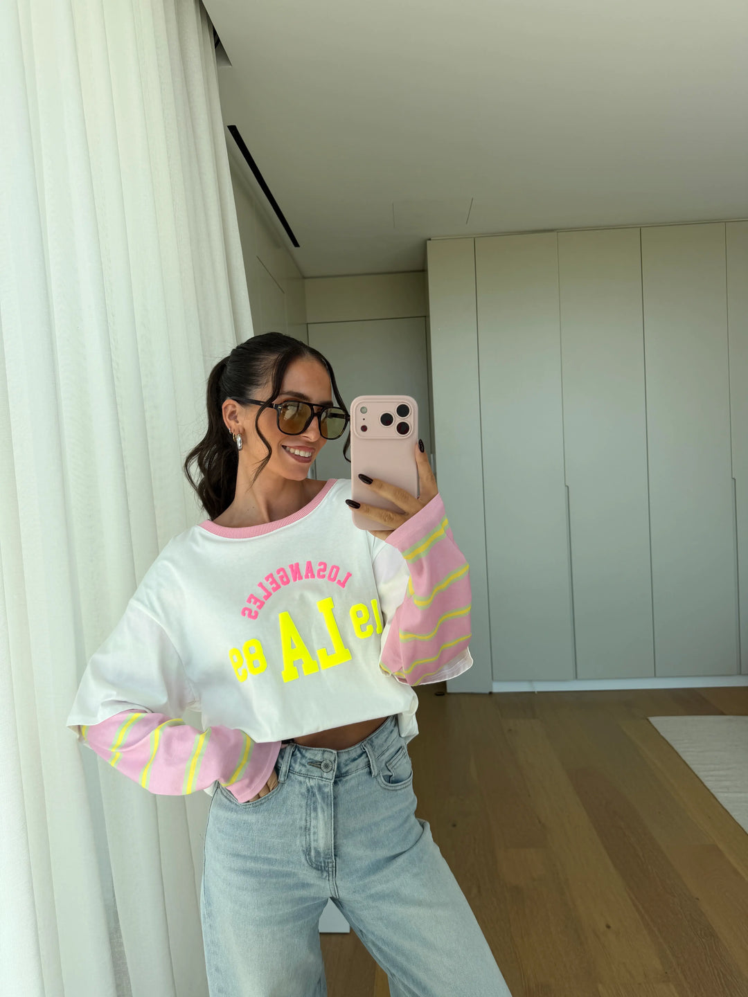 Oversize Shirt College Style – Rosa