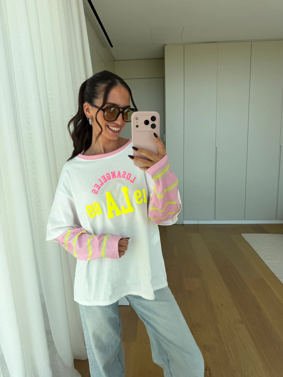 Oversize Shirt College Style – Rosa