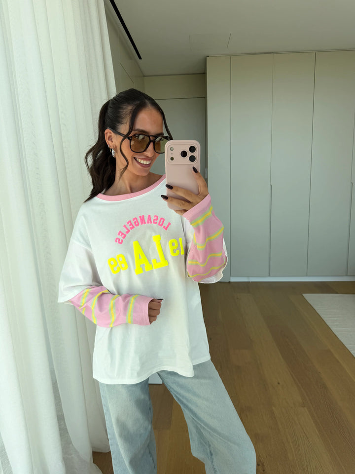 Oversize Shirt College Style – Rosa
