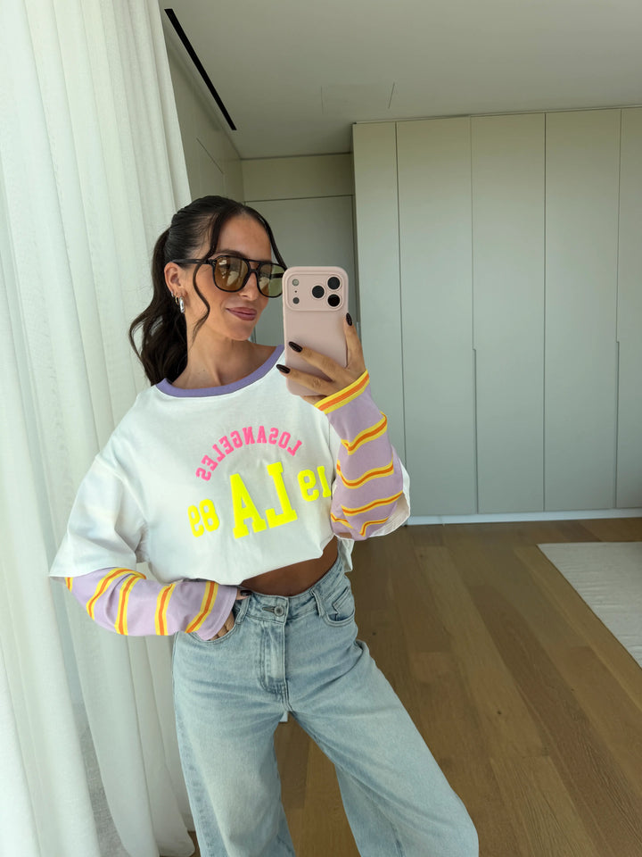 Oversize Shirt College Style – Flieder