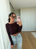 Leopard Langarmshirt – Bordeaux