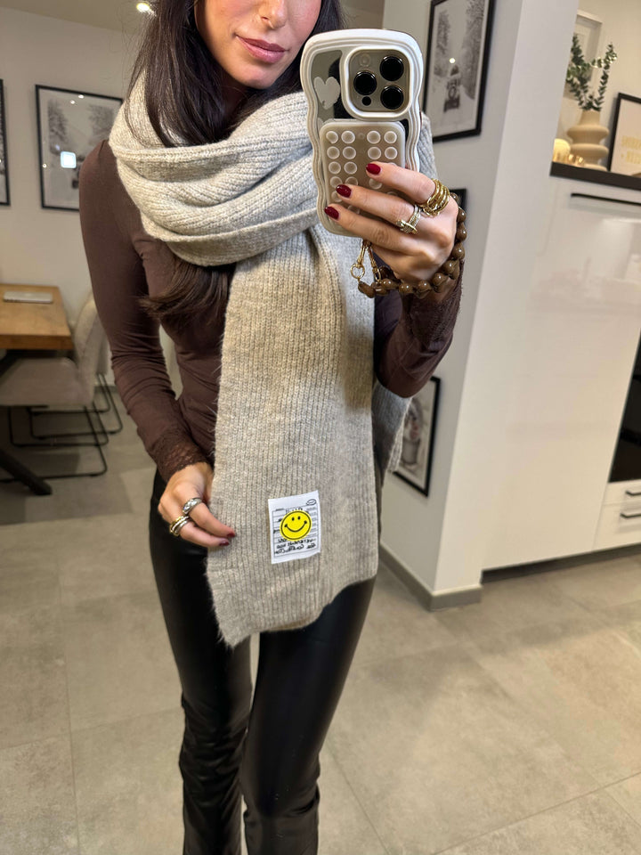 Strickmütze Smiley Beige