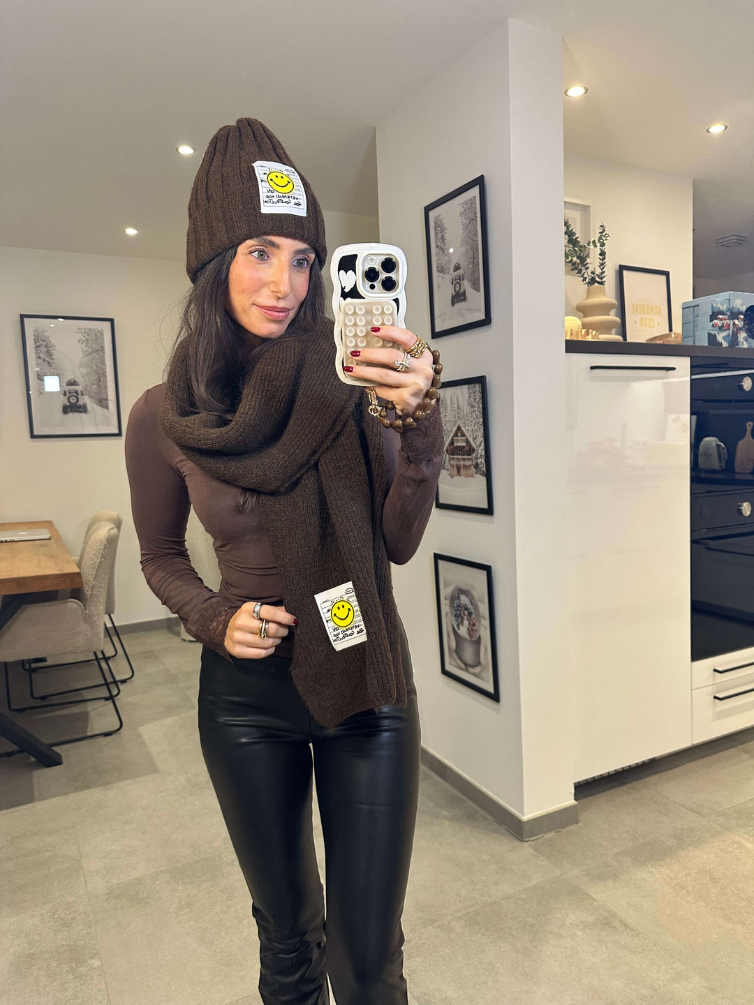 Leder-Leggings Schwarz