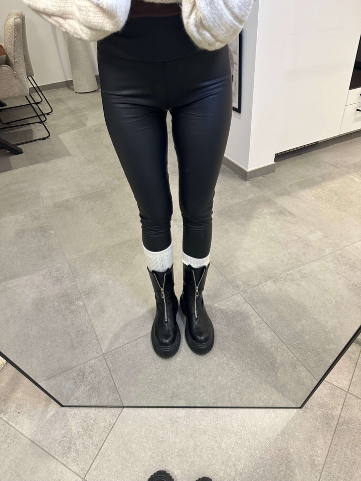 Leder-Leggings Schwarz