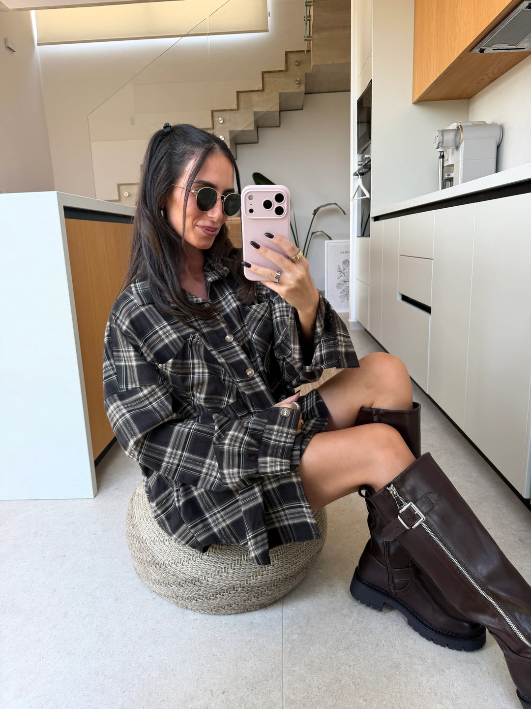 Checked Shirt – Brown