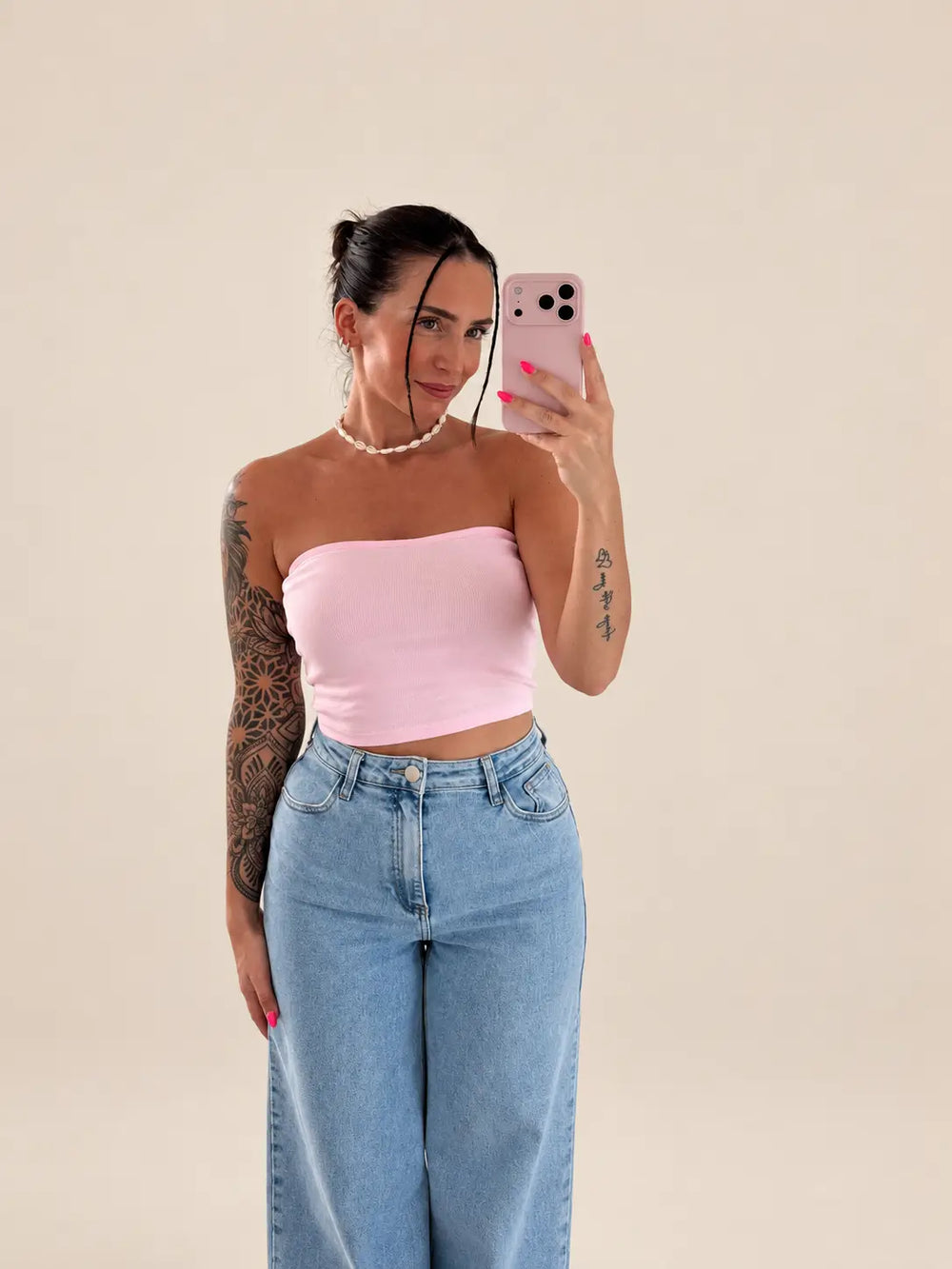 Rosa Bandeau Top Detailansicht | Lisa’s Boutique